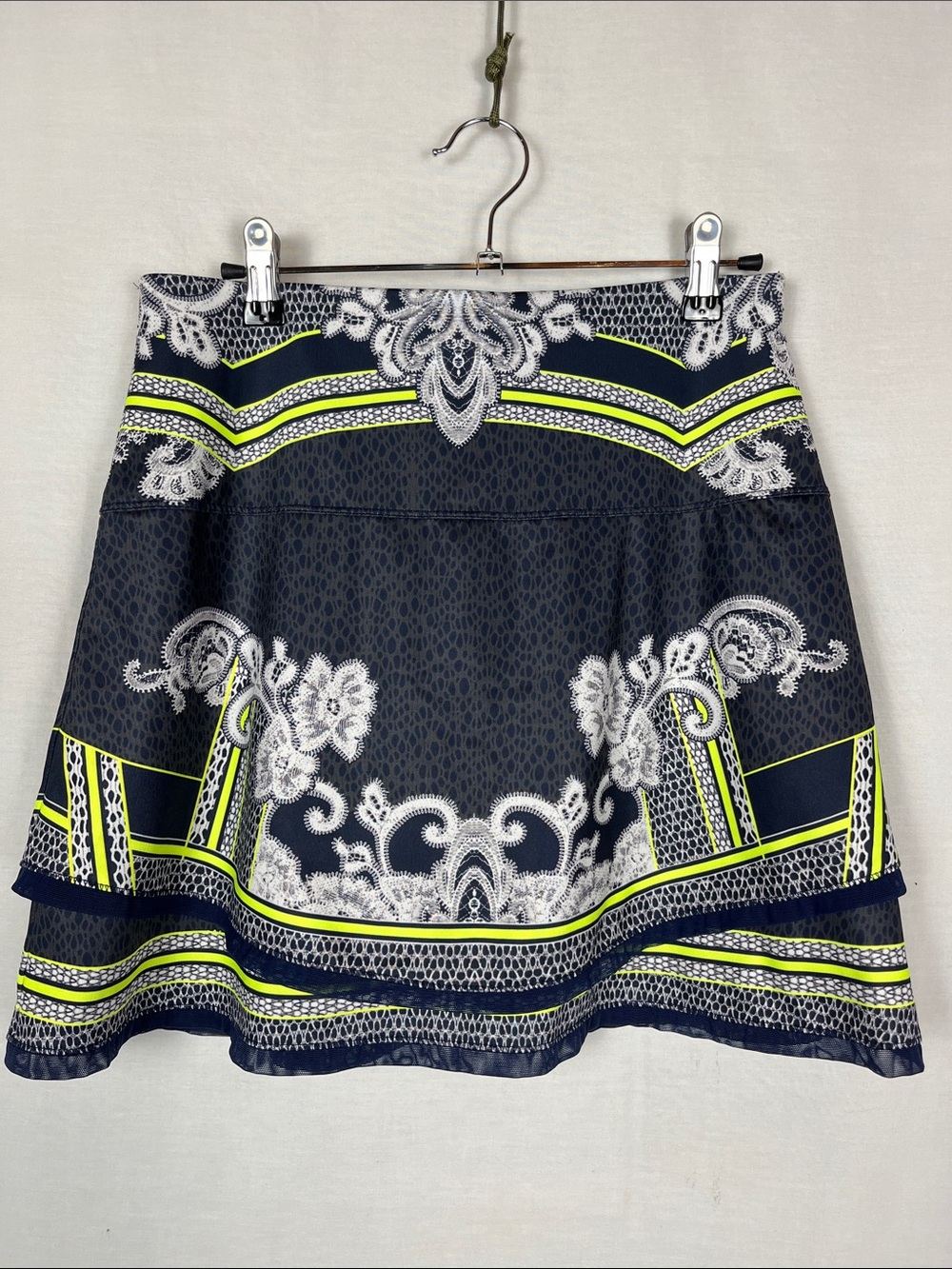 Lucky in Love Gray and Blue Paisley Skort Skirt